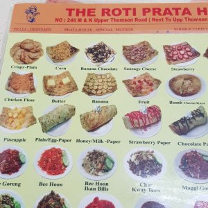 the roti prata house menu with picture